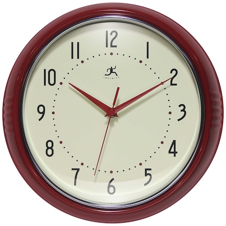 Infinity Instruments Retro Round Red Wall Clock, 12 in. 10940RD-12